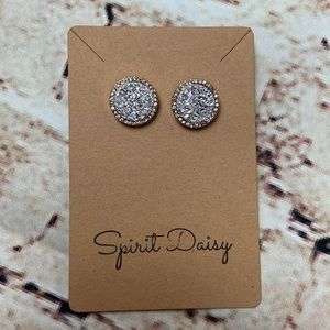 Druzy Disc Stud Earrings